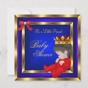 Baby shower Royal Red Blue Boy kroonprins 3 Kaart