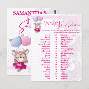 Baby Shower. Roze Baby Dee Voorspelling en Advies. Briefkaart