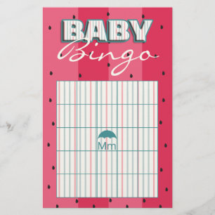 Baby Shower Roze BINGO "Paraplu Watermeloen" Flyer