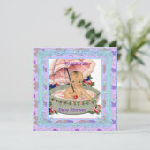  Baby shower Roze Blauw Kaart (Staand voorkant)