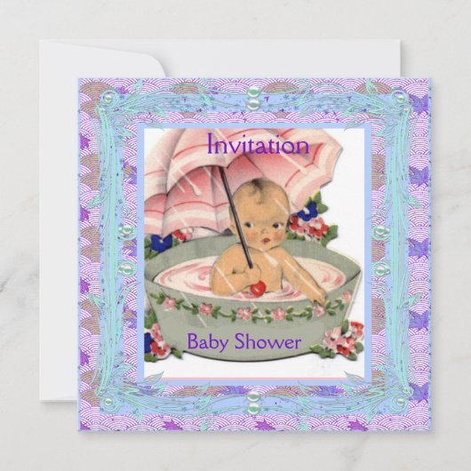  Baby shower Roze Blauw Kaart (Voorkant)