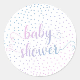Baby shower Roze Blauwe Confetti, Genderneutraal Ronde Sticker