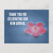 Baby Shower Roze Bloem Blauwe Water Gast Bedankt