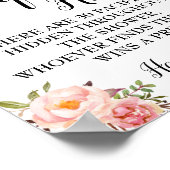 Baby shower roze bloemen bord poster (Hoek)