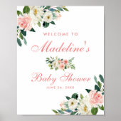 Baby shower Roze blozen Welkom Poster (Voorkant)