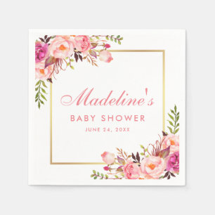baby shower Roze Blush Gold Lijst Floral Servet