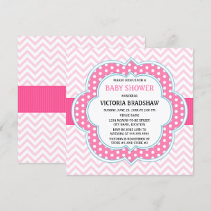 Baby shower Roze Chevron Kaart