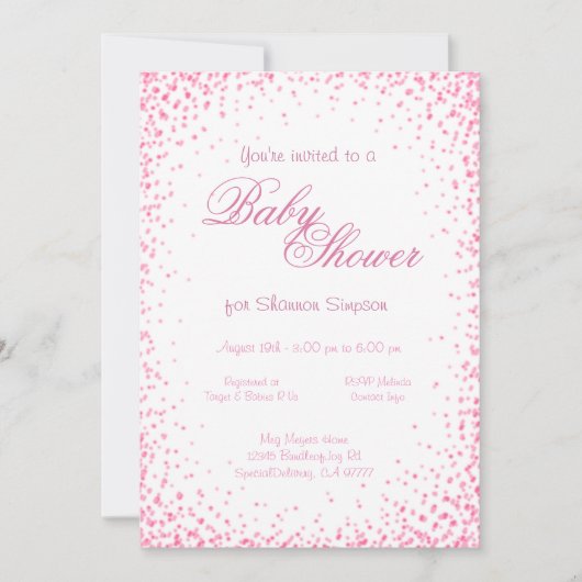 Baby Shower | Roze Confetti Kaart (Voorkant)