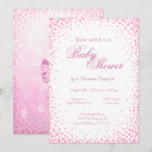 Baby Shower | Roze Confetti Kaart (Voorkant / Achterkant)