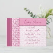 Baby shower Roze Damask Kaart (Staand voorkant)