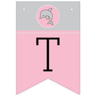 Baby shower Roze/Dolfijn, Swallowtail Banner