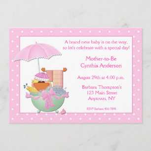 baby shower Roze Duck Bath Kaart