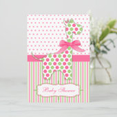 Baby shower Roze en Groene Giraffe Kaart (Staand voorkant)
