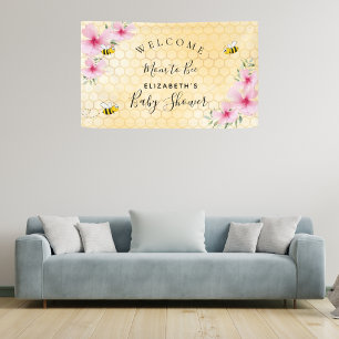 Baby shower roze floralen honingraatbaarmoeder voo spandoek