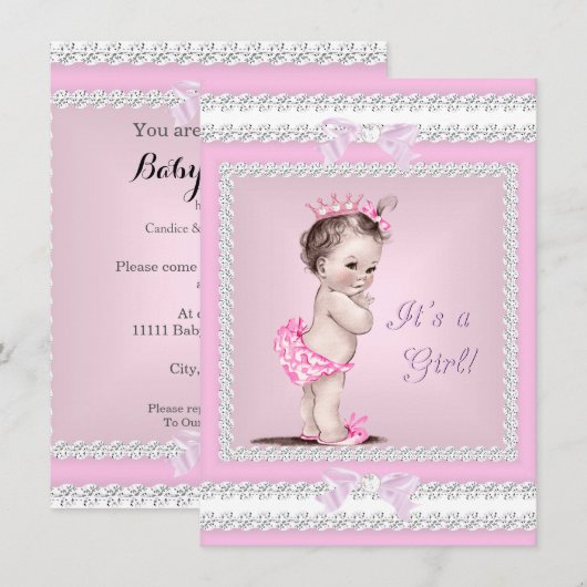 Baby shower roze Kaart (Voorkant / Achterkant)
