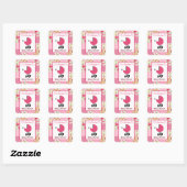 Baby shower Roze Koets & Girly Patchwork Vierkante Sticker (Vel)