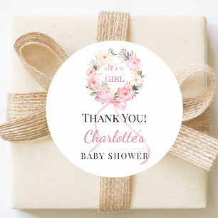 Baby Shower roze meisje bloemenkrans bedankt Ronde Sticker