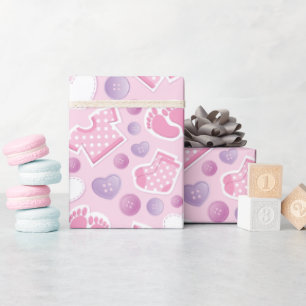 Baby shower roze meisje cadeaupapier