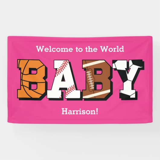Baby shower Roze meisje Spandoek (Horizontaal)