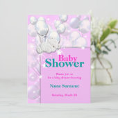 Baby shower roze meisjes schattig kaart (Staand voorkant)