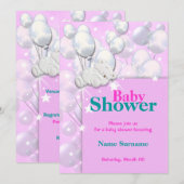 Baby shower roze meisjes schattig kaart (Voorkant / Achterkant)