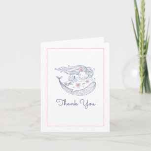 Baby Shower   Roze Mermaid Meisje Bedankkaart