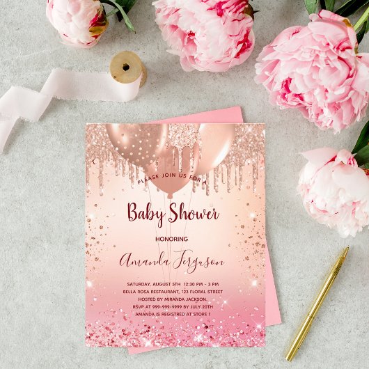 Baby shower roze oplichterij flyer