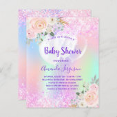 Baby shower roze paarse florale ballonnen (Voorkant / Achterkant)