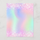 Baby shower roze paarse glitter florage flyer (Achterkant)