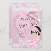  Baby shower Roze parasolRozen Kaart (Voorkant / Achterkant)