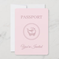 Baby shower Roze paspoort uitnodiging voor reisthe