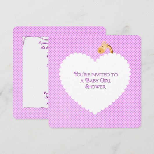 Baby shower Roze poladot Kaart (Voorkant / Achterkant)