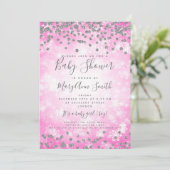 baby shower Roze Silver Glitter Winter Wonderland Kaart (Staand voorkant)