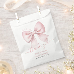 Baby Shower Roze Strik Het is een Meisje Dank Je Bedankzakje