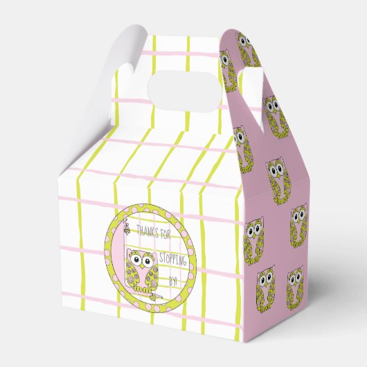 Baby shower roze uil bedankdoosjes (Achterkant)