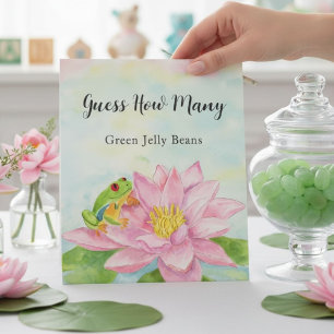 Baby Shower Roze Waterlelie & Boomkikker Gokbord Reclamebord Met Voetstuk