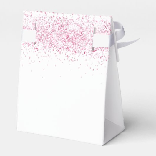 Baby shower roze witte glitter stof meisje bedankt bedankdoosjes (Achterkant)