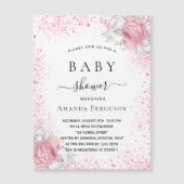 Baby shower roze witte glitter uitnodiging (Voorkant)
