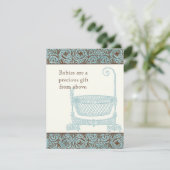 Baby shower RSVP - Bleu Brown Damask Berceau (Debout devant)