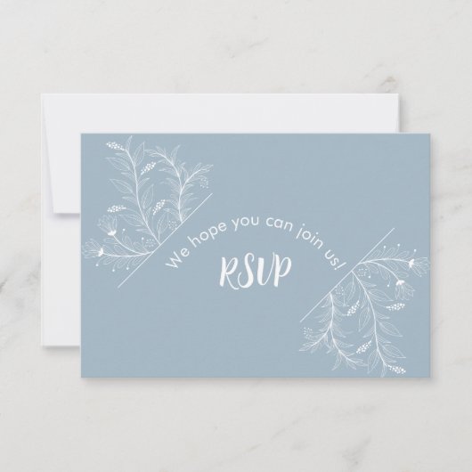 Baby shower RSVP Floral Bleu (Devant)