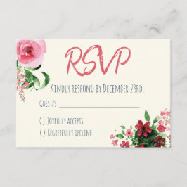 baby shower RSVP-kaart Floral roze RSVP Kaartje