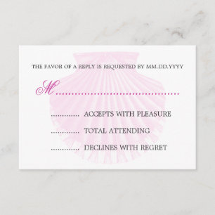 baby shower RSVP Scallop Shell Roze Kaartje