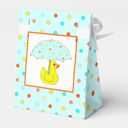 Baby shower Rubber Duck met membrella Bedankdoosjes (Achterkant)