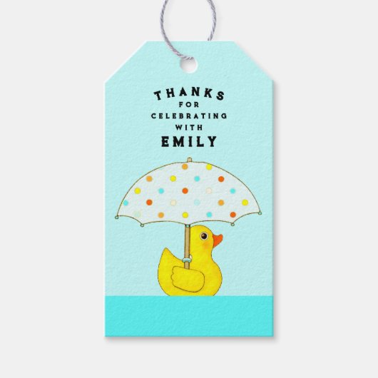 Baby Shower Rubber Ducky Favors Cadeautags Cadeaulabel (Voorkant)
