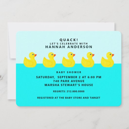 Baby shower Rubber Ducky Kaart (Voorkant)