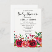 Baby shower Ruby Red Rose Kaart (Voorkant / Achterkant)