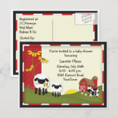 Baby shower rural Carte postale Invitation (Devant / Derrière)
