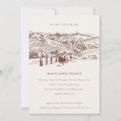 Baby shower Rust Winery Mountain Sketch Invitation (Devant)
