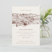 Baby shower Rust Winery Mountain Sketch Invitation (Debout devant)