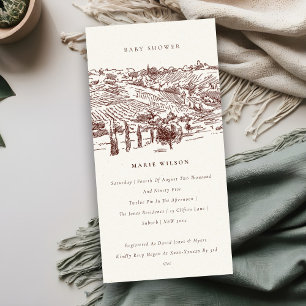 Baby shower Rust Winery Mountain Sketch Invitation